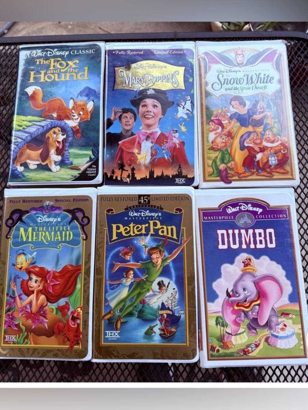6 Classic, Limited Edition Disney VHS Dumbo, Mary Poppins, Peter Pan Snow White